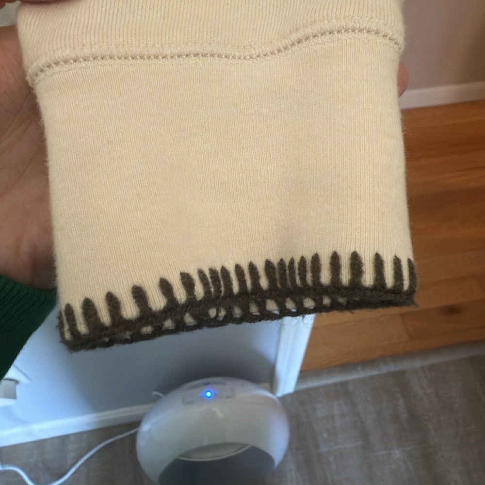 Madewell Cream and Purple Trim Crew Neck Sweater - Picture 4 of 5
